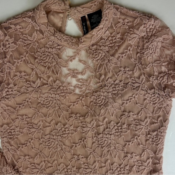 Fire Los Angeles Long Sleeve Floral Lace Knee Length Dress Fully Lined Junior L - Picture 4 of 10